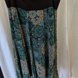 Jones New York midi skirt teal and brown floral